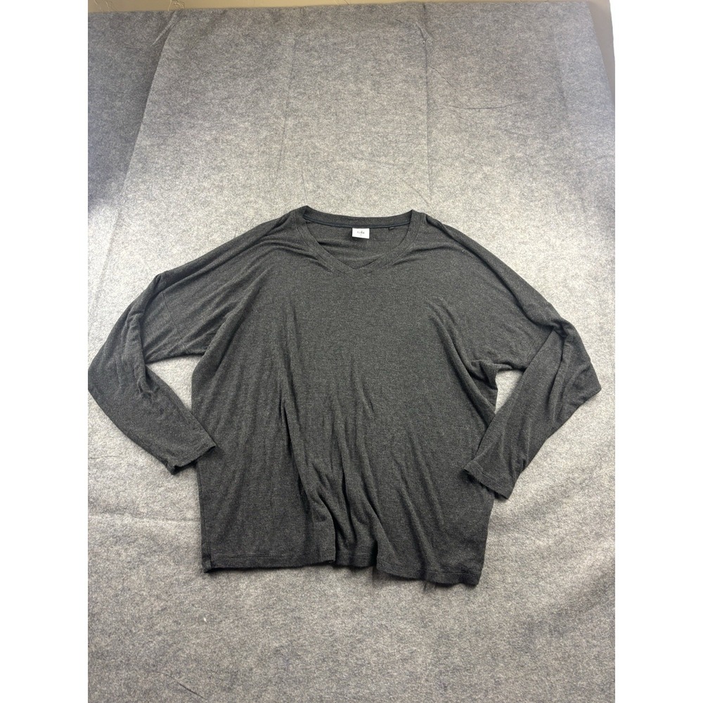 CAbi Women's XL Oversized Jersey Drapey V-Neck Shirt Charcoal Capsule Minimalist